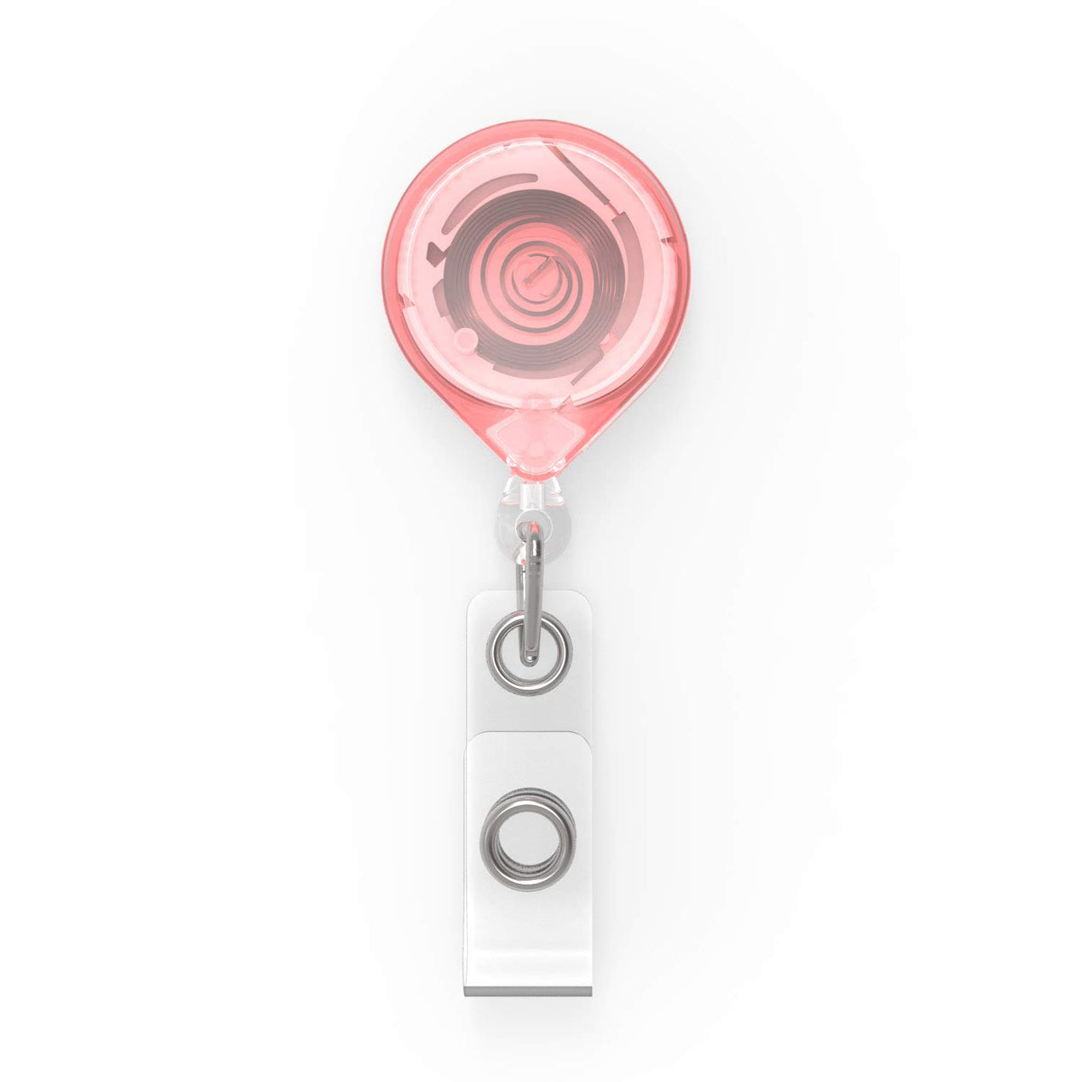 Key-Bak Mini-Bak Retractable Badge Holder With 36' Nylon Cord, Swivel Bulldog Clip, Translucent Pink