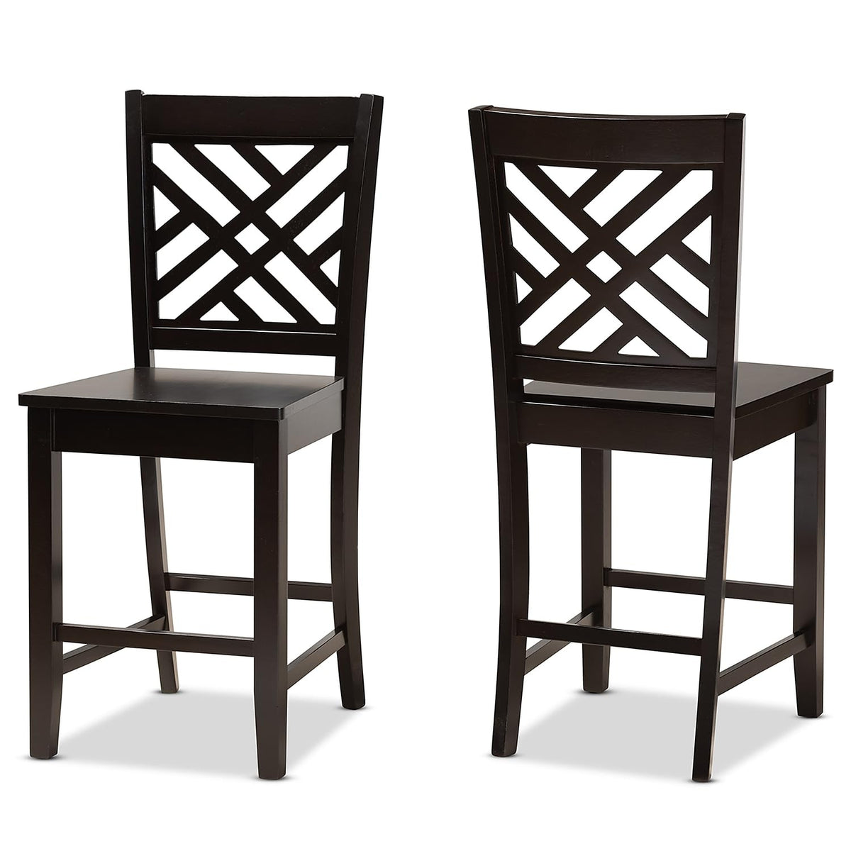 Baxton Studio Caron Modern Wood Cut-Out Back Counter Stool, Dark Brown, 2-Pieces/Set (180-2PC-11432HT)