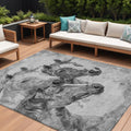 8' X 10' Gray And Silver Horse Washable Indoor Outdoor Area Rug