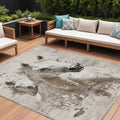 8' X 10' Ivory And Gray Horse Washable Indoor Outdoor Area Rug