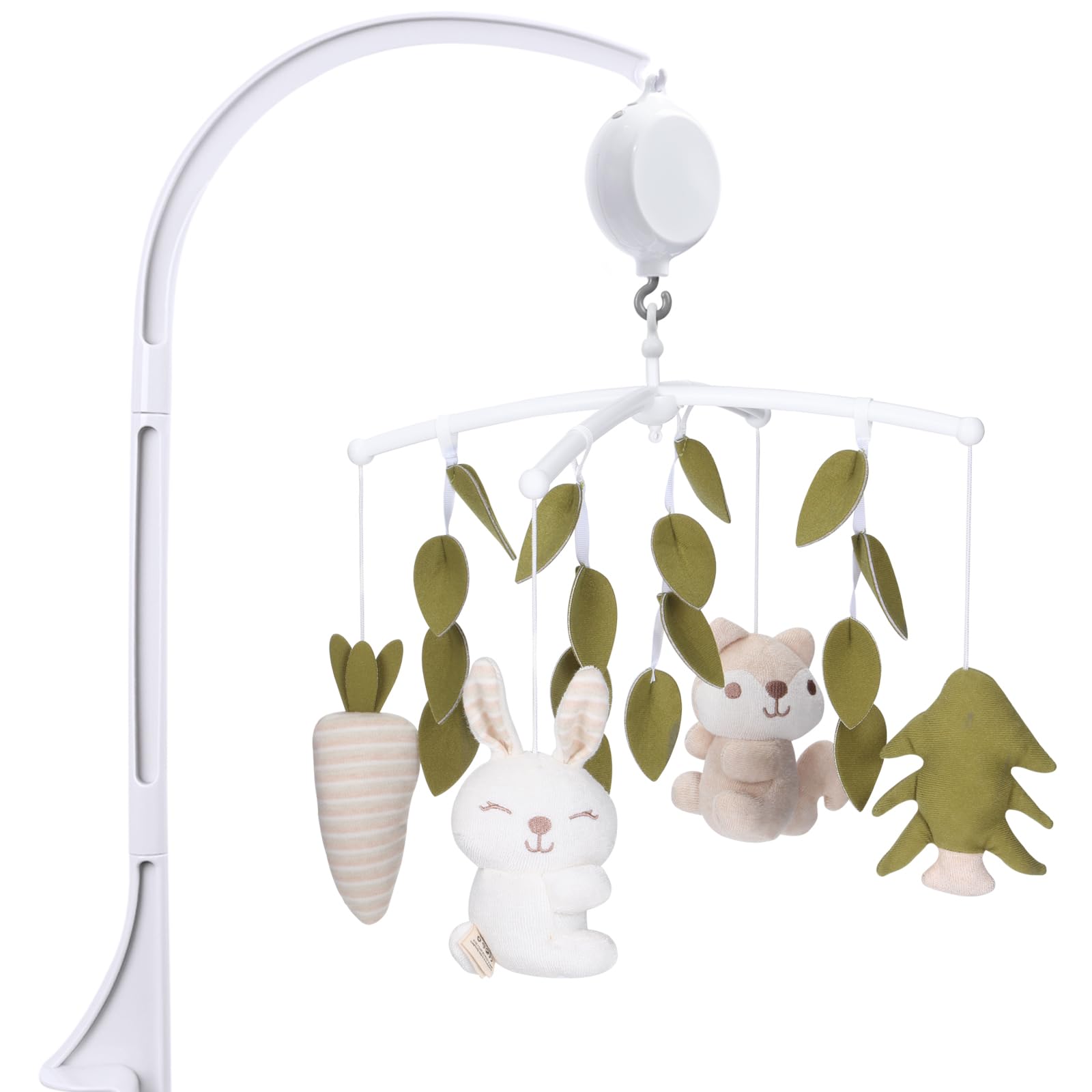 COTTONBEBE Crib Mobile 35 Lullaby Muisc, Organic Cotton Baby Mobiles for Cribs & Pack N Play, Easy to Install, Stuffed Animals H