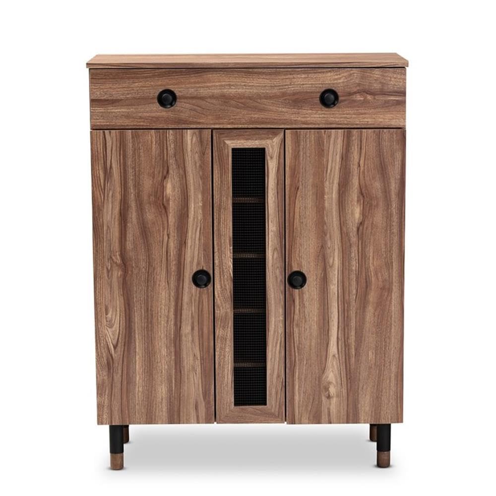 Baxton Studio Valina Modern and Contemporary 2-Door Wood Entryway Shoe Storage Cabinet with Drawer