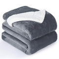 Nanpiper Flannel Blanket Reversible Sherpa Throw Blanket Super Soft Fuzzy Plush Microfiber (90'X90' Gray) Queen