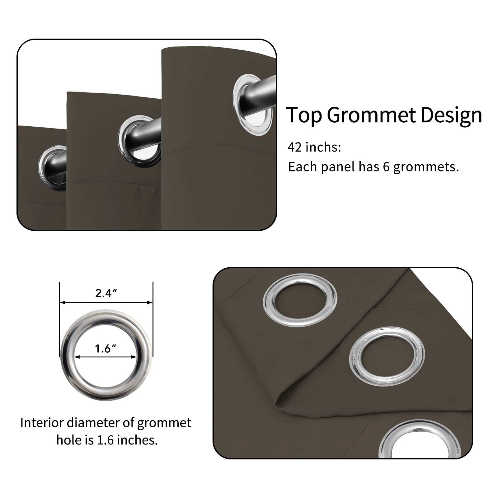 Easy-Going Blackout Curtains For Bedroom, Solid Thermal Insulated Grommet And Noise Reduction Window Drapes, Room Darkening Curtains For Living Room, 2 Panels(42X84 In, Taupe)