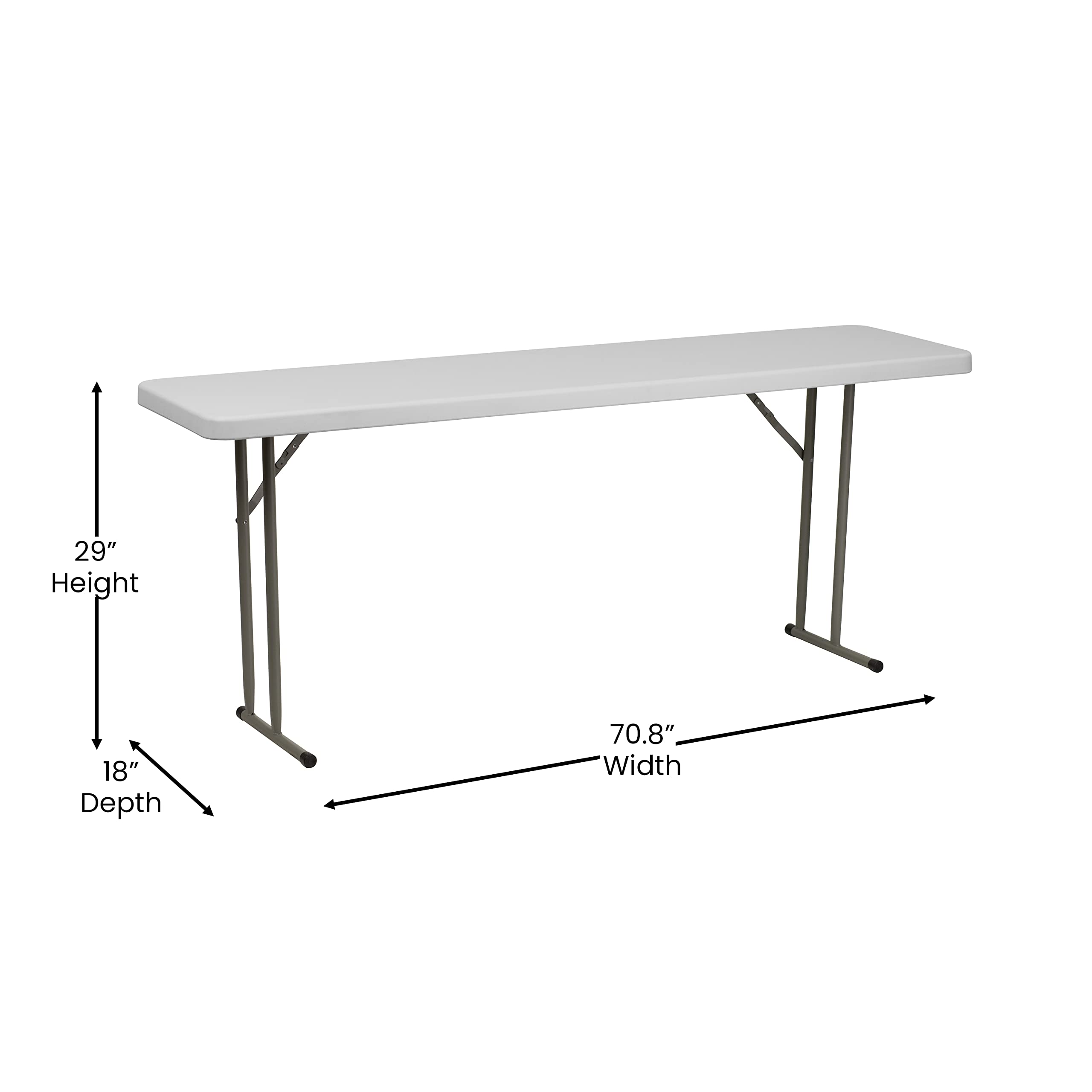 Flash Furniture Kathryn 6' Plastic Folding Training and Event Table, Rectangular Folding Training Table with 220-lb. Static Weight Capacity, White