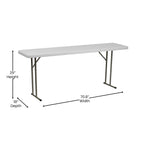 Flash Furniture Kathryn 6' Plastic Folding Training and Event Table, Rectangular Folding Training Table with 220-lb. Static Weight Capacity, White