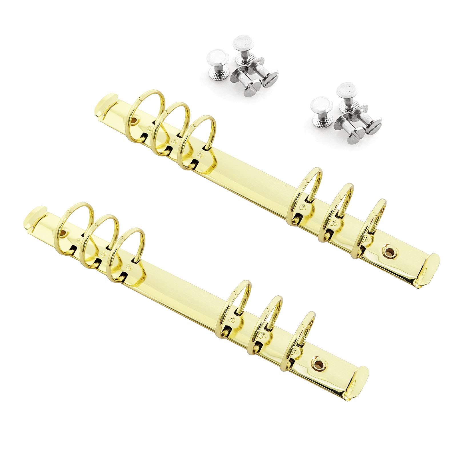 Heyous 2Pcs A5 Notebook 6-Hole Ring Binder Mechanisms 3Cm Diameter Gold Color Metal Clip Ring Binder Diy Fill Paper Storage Fold