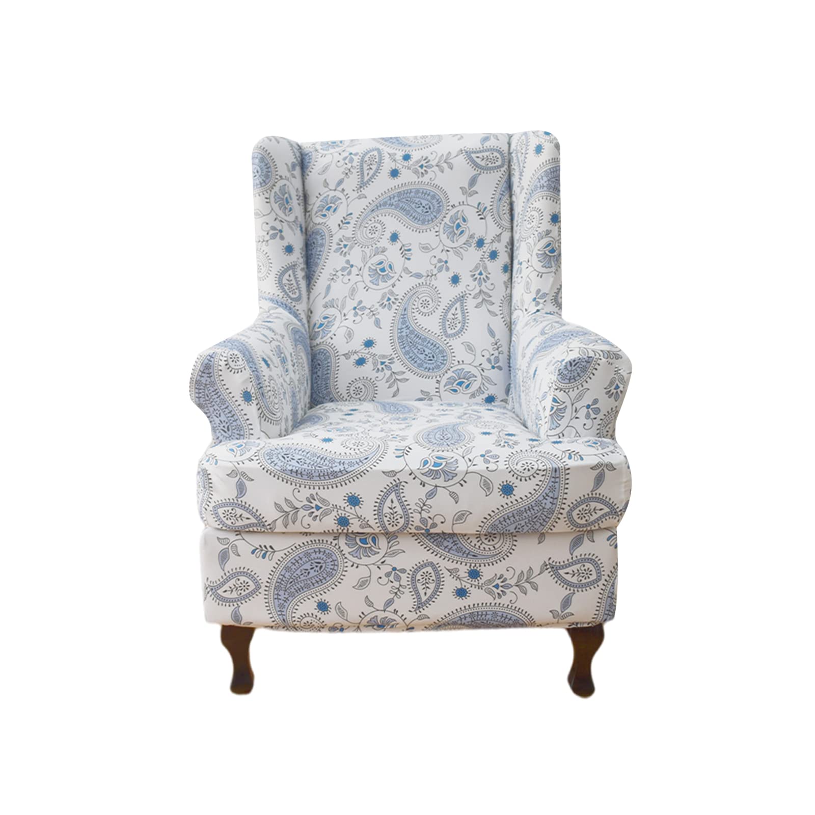 HAOYONG Wing Chair Slipcovers Printed Wingback Chair Covers 2 Pieces Wingback Armchair Slipcover Stretch Chair Slip Covers Washa