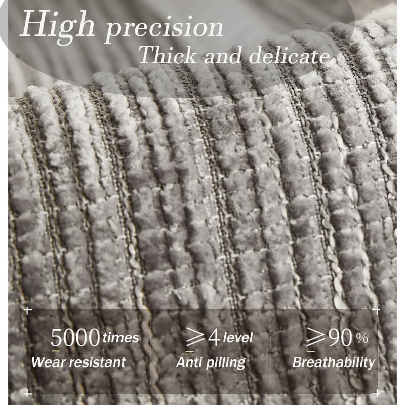 Rosygulls Fuzzy Pet Couch Covers For Sofa,Simple Striped Chenille Anti-Scratch Couch Cover,Chenille Couch Covers For Pet,Chenill