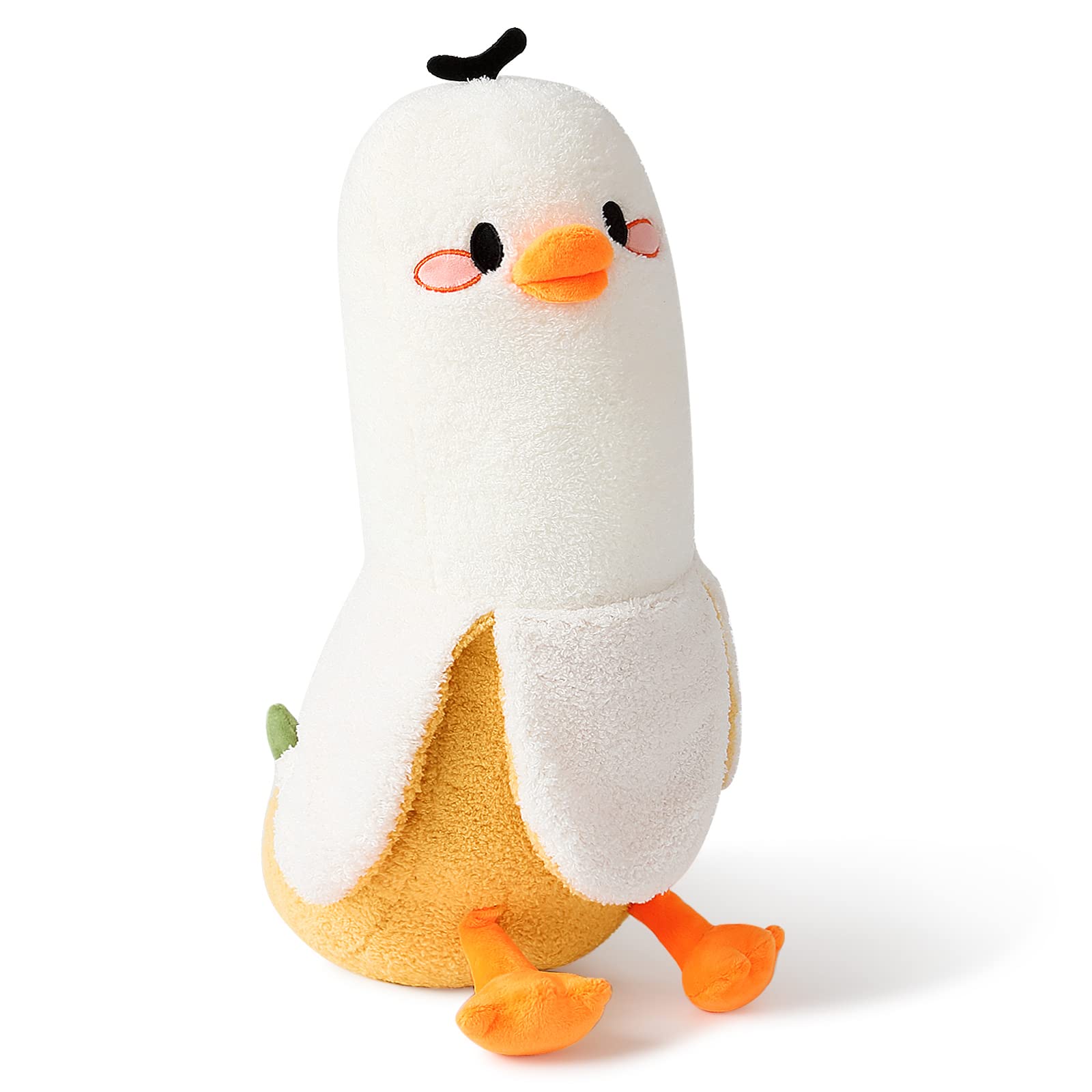 PEACH CAT Banana Duck Plush Pillow Duck Stuffed Animal Cute Banana Plushie for Girls and Boys White 27.5'