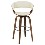 Zion Upholstered Swivel Bar Stool, Walnut and Ecru