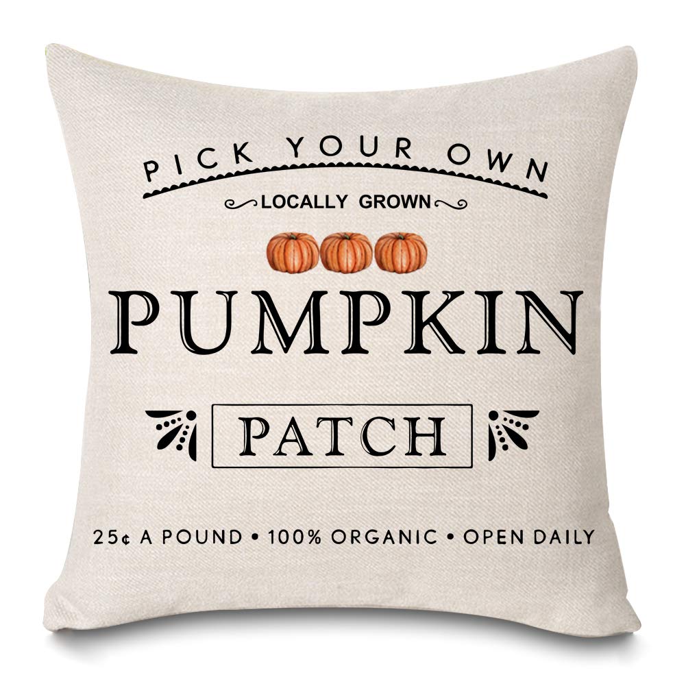 Kithomer Fall Pumpkin Patch Throw Pillow Covers Autumn Harvest Pillow Case 18 x 18 Inch Farmhouse Decorations
