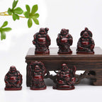 Brabud 1' Red Resin Laughing Buddha Maitreya Figurines Collection Gift Home Office Desk Decor Flower Pot Statue Decoration Set