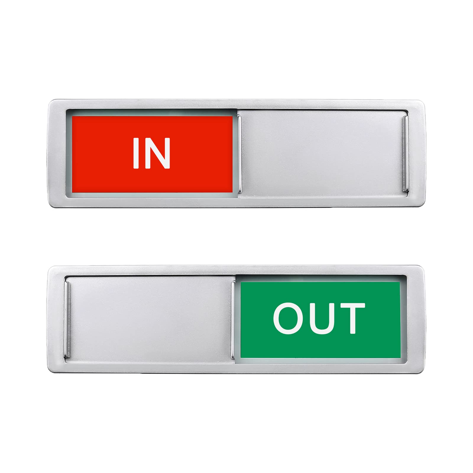 In Or Out Sign,In Out Door Signs For Office Door,Slider Door Indicator Tells Whether In Or Out, 7' X 2' - Silver