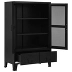 vidaXL Steel Office Cabinet with Mesh Doors ?Black Industrial Style Cabinet with 3 Compartments & 2 Drawers for Efficient File Storage ?Durable, Easy-to-Clean ?29.5"x15.7"x47.2"