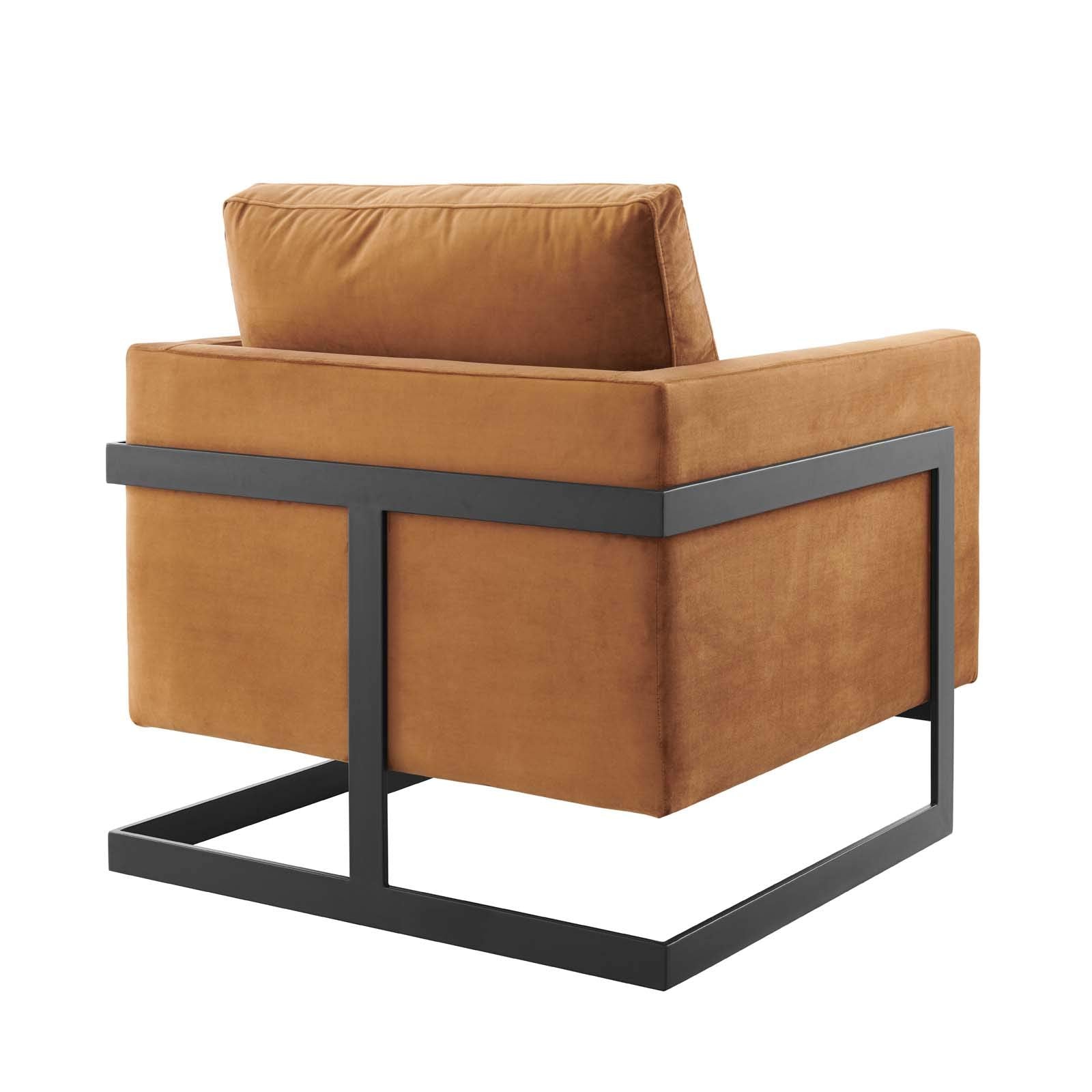 Posse Performance Velvet Accent Chair In Black Cognac