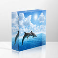 Nohshe Clear Acrylic Decor Couple Jumping Dolphins,Blue Sea And Sky Valentine'S Day Present - Housewarming Presents - Appreciati