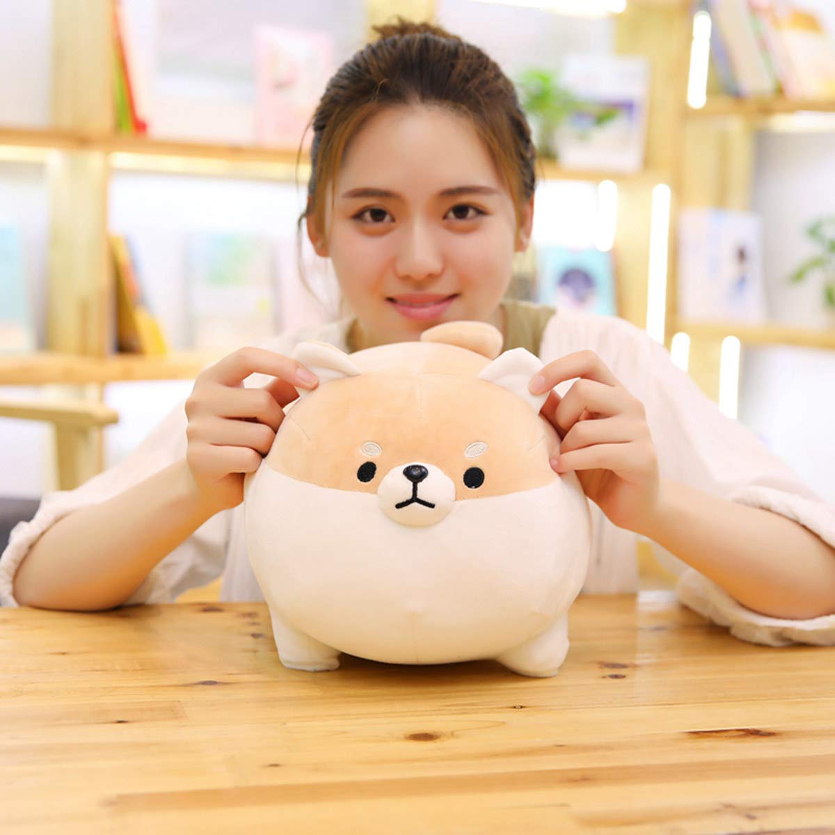 Ehotong Shiba Inu Dog Plush Pillow, Corgi Stuffed Animal Plush Toy Hug Pillow Gifts For Girl Boy (Brown, 11.8In)