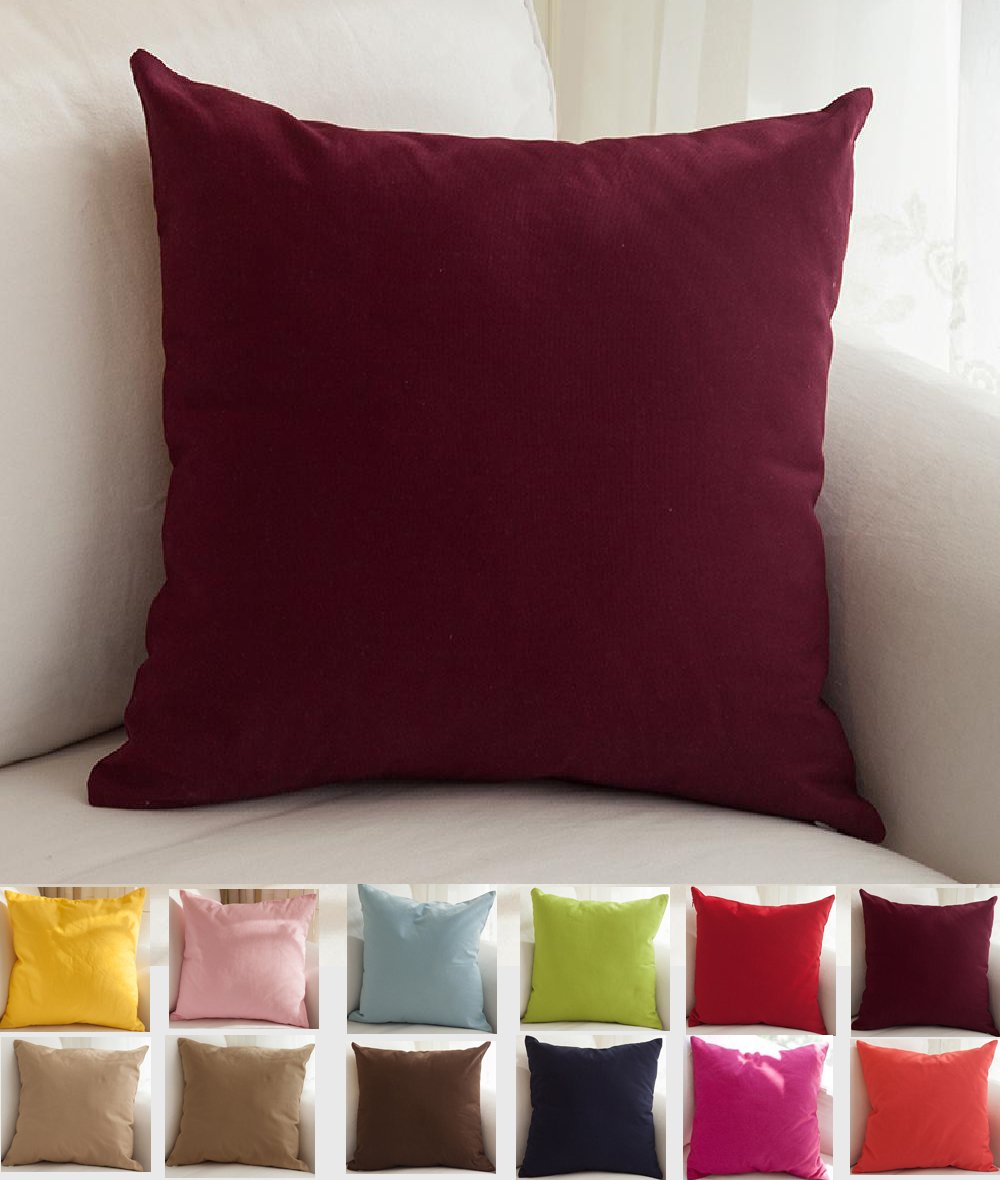 Tangdepot Handmade Decorative Solid 100% Cotton Canvas Throw Pillow Covers/Pillow Shams, (12'X18', Wine)