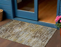 3 X 5 Brown Gold And Ivory Geometric Washable Indoor Outdoor Area Rug