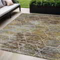 5 X 8 Brown Gold And Ivory Geometric Washable Indoor Outdoor Area Rug