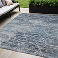5 X 8 Blue Gray And Ivory Geometric Washable Indoor Outdoor Area Rug