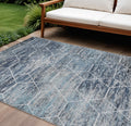 8 X 10 Blue Gray And Ivory Geometric Washable Indoor Outdoor Area Rug
