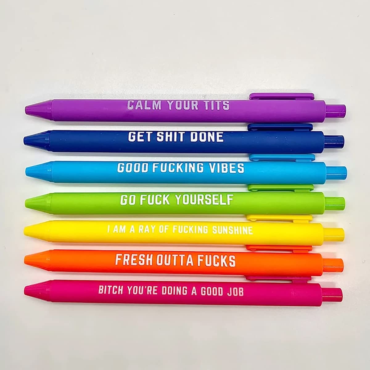 Cityhermit 11Pcs Funny Pens Set - Swear Word Ballpoint Pens, Multicolor, Plastic, Novelty Office Gifts for Adults, Model JL-D1160