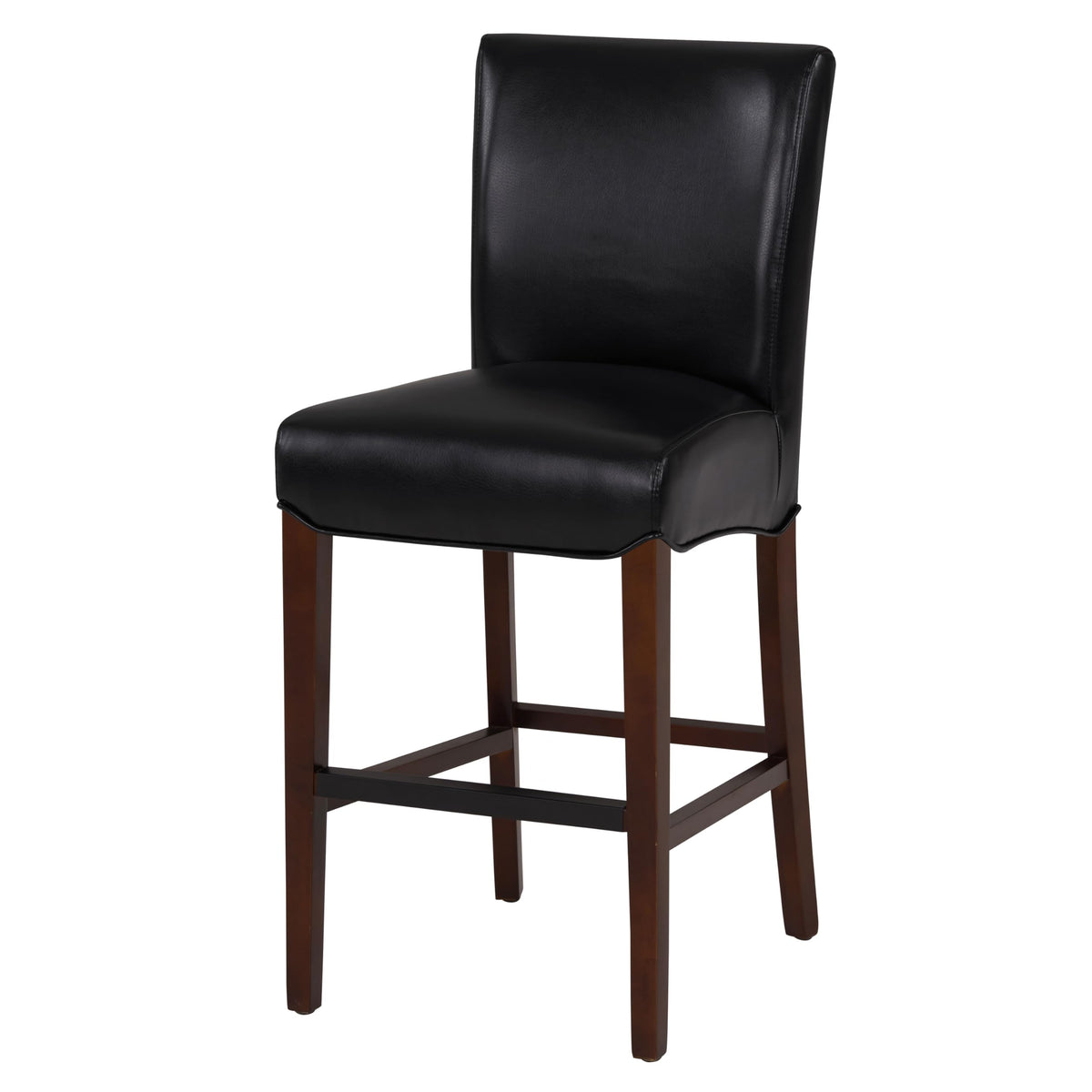 New Pacific Direct Milton Bonded Leather Counter Stool 26&quot;,Brown Legs,Black,Fully Assembled