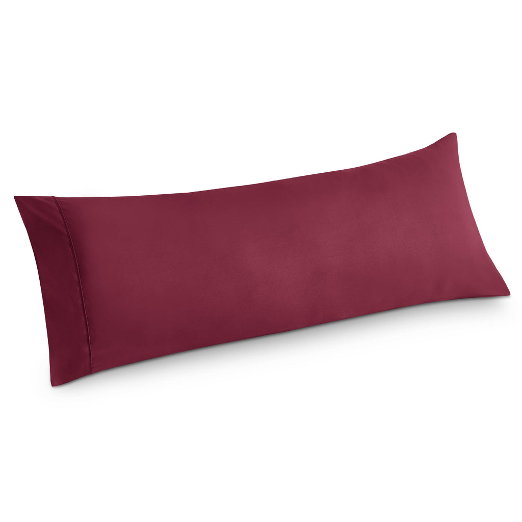 Bedsure Body Pillow Case Cover - Burgundy Polyester Microfiber Long Pillow Cases, Ultra Soft And Cozy Body Pillowcase With Envelope Closure, 1 Pack, 20X54 Inches