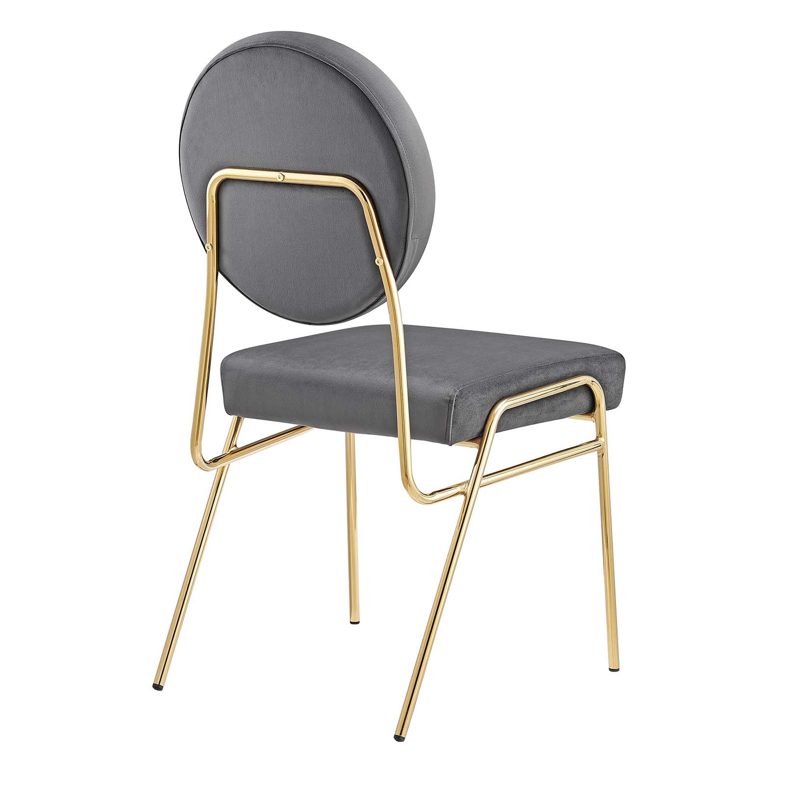 Modway Craft Performance Velvet Upholstered Side Dining Chair in Gold Gray