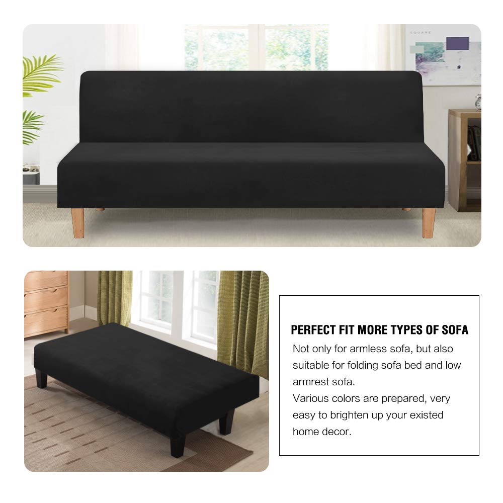 H.Versailtex Velvet Futon Cover Armless Sofa Covers Sofa Bed Covers Stretch Futon Couch Cover Sofa Slipcover Furniture Protector