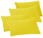 Elegant Comfort 4-Pack Solid Pillowcases 1500 Thread Count Egyptian Quality - Easy Care, Smooth Weave, Wrinkle And Stain Resistant, Easy Slip-On, 4-Piece Set, Standard/Queen Pillowcase, Yellow