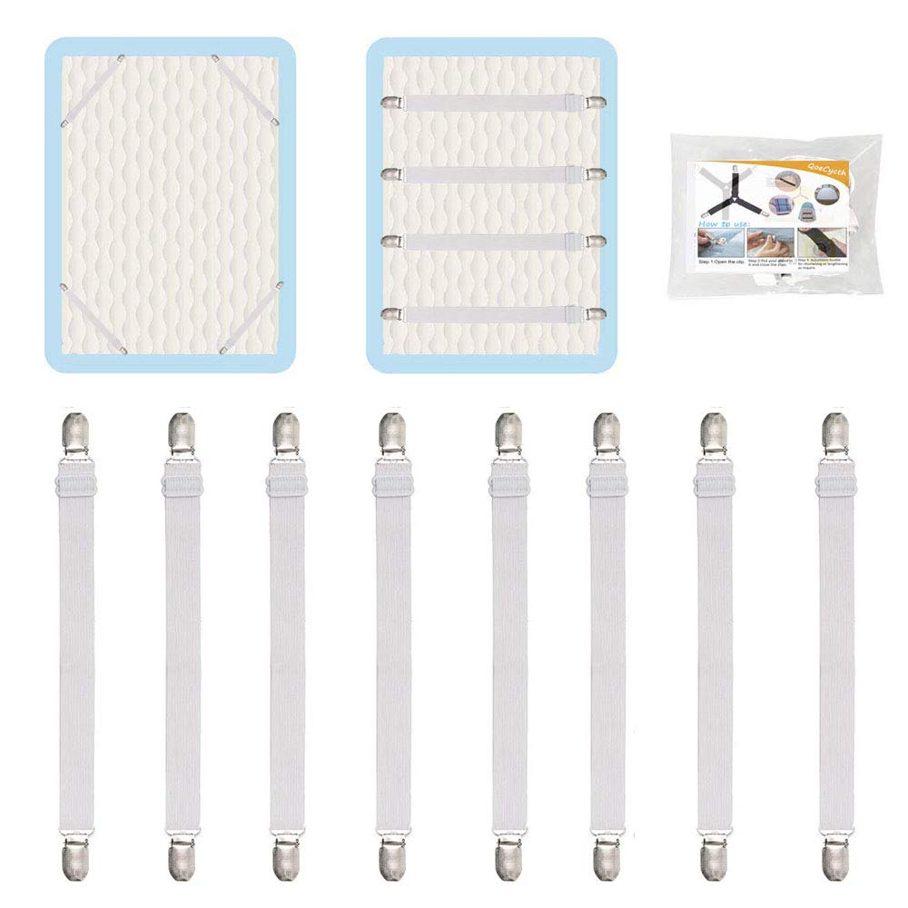 8Pcs Adjustable Bed Sheet Straps Clips, Elastic Mattress Sheet Fasteners Holder And Suspenders, Grippers To Hold Sheet, Mattress