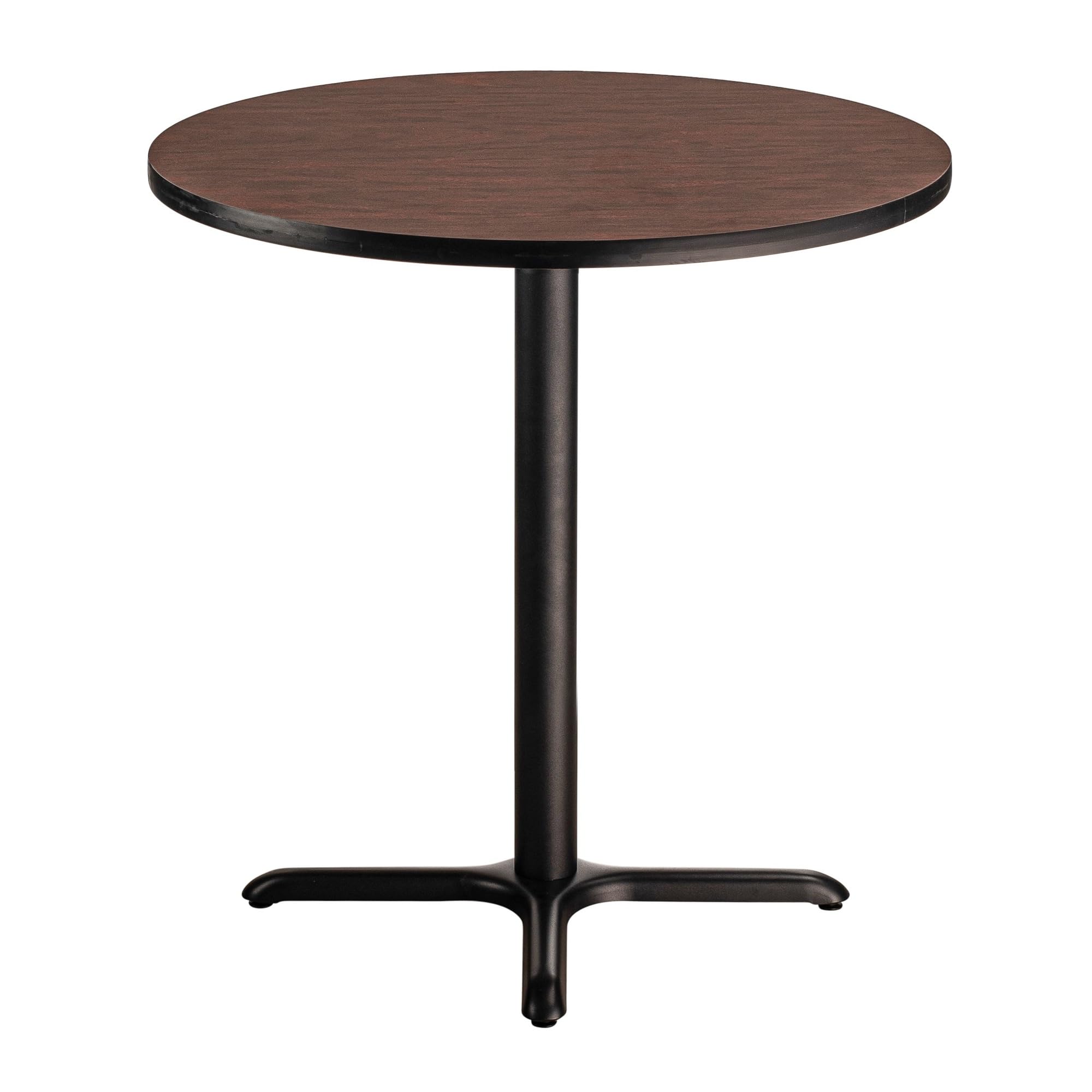 National Public Seating Nps 36' Round Cafe Table With X Base, 36' Height, Particleboard Core/T-Mold, Mahogany Top, Black Frame