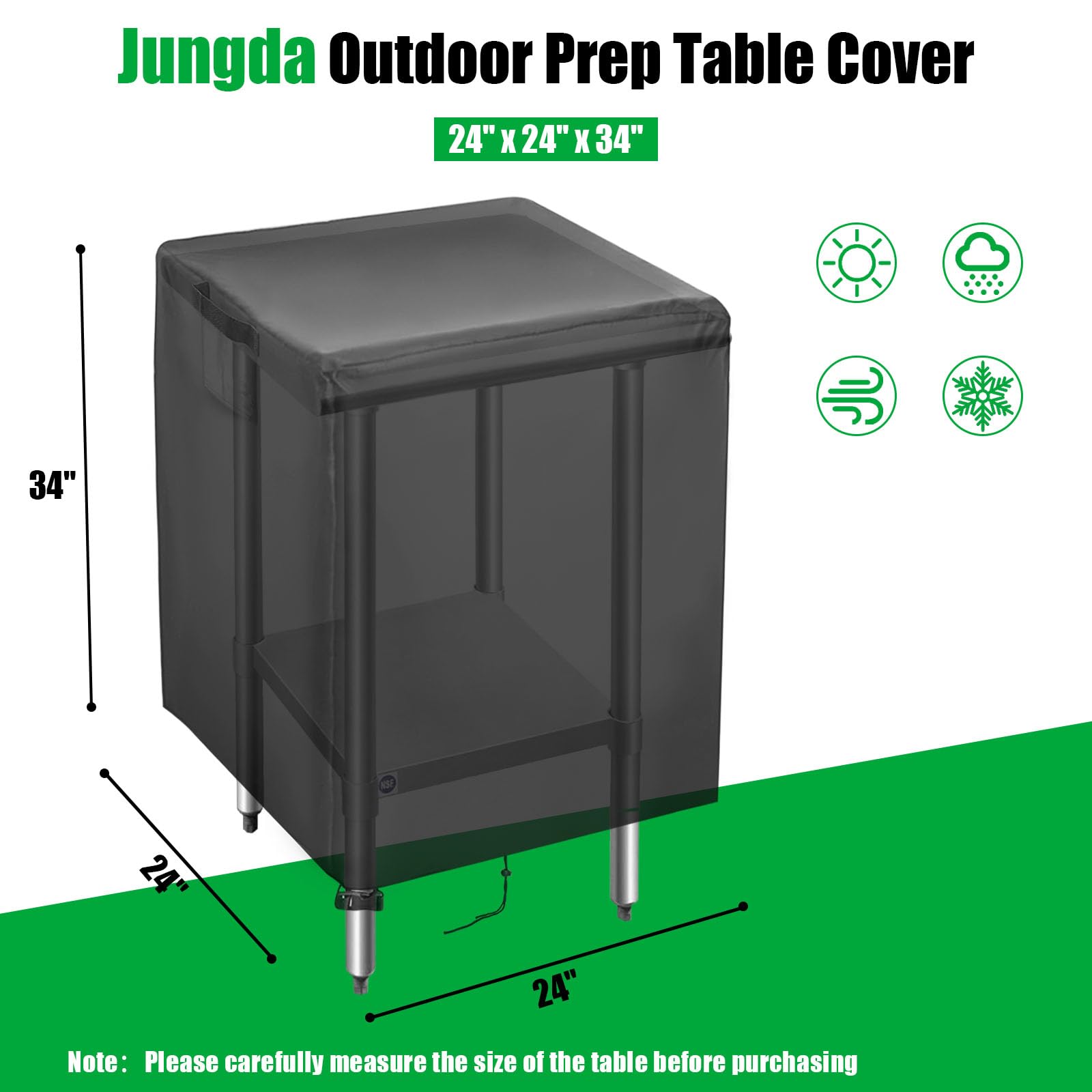 Jungda Outdoor Prep Table Cover,24 Inch Waterproof Stainless Steel Prep Cart Table Cover,Patio Kitchen Grill Bbq Food Prep Table Cover - 24 X 24 X 34 Inch