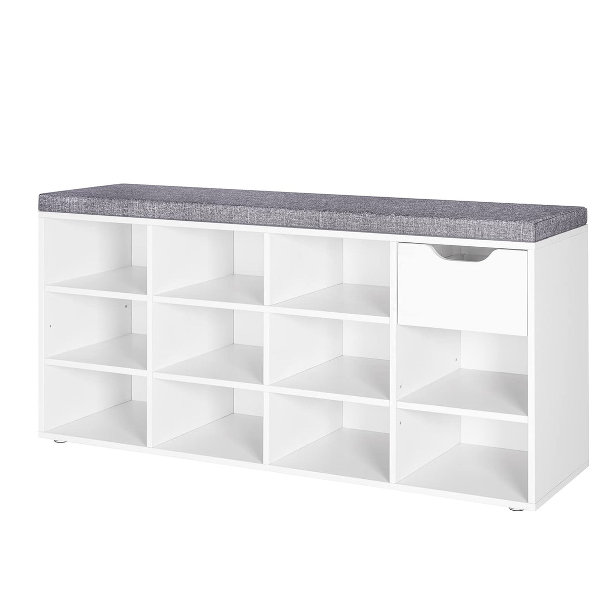 DINZI LVJ Shoe Bench, Entryway Storage Bench with Drawer and 11 Cubbies, Cubby Shoe Rack with Adjustable Shelves, Shoe Organizer