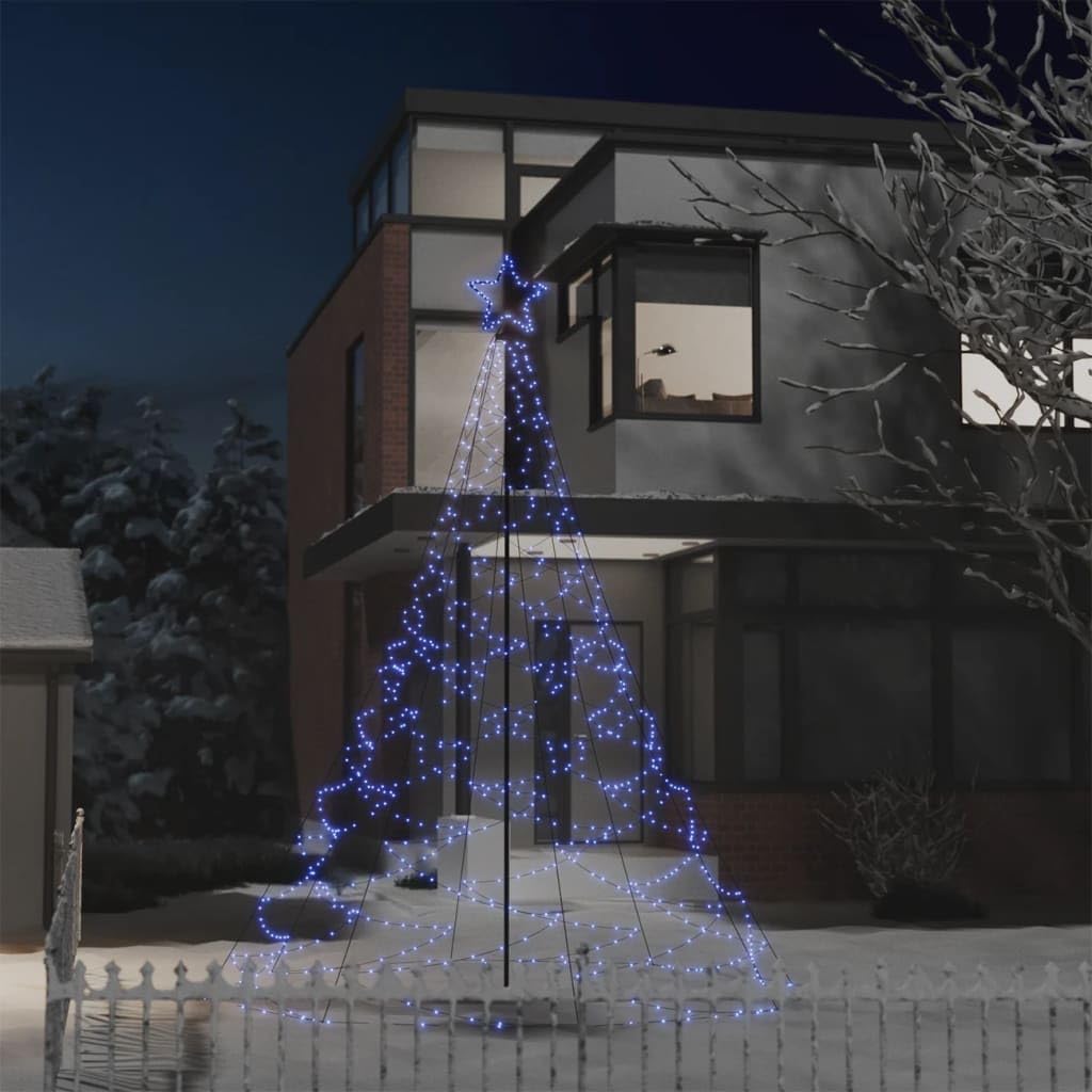 Vidaxl Christmas Tree With Metal Post 500 Leds Blue 9.8'