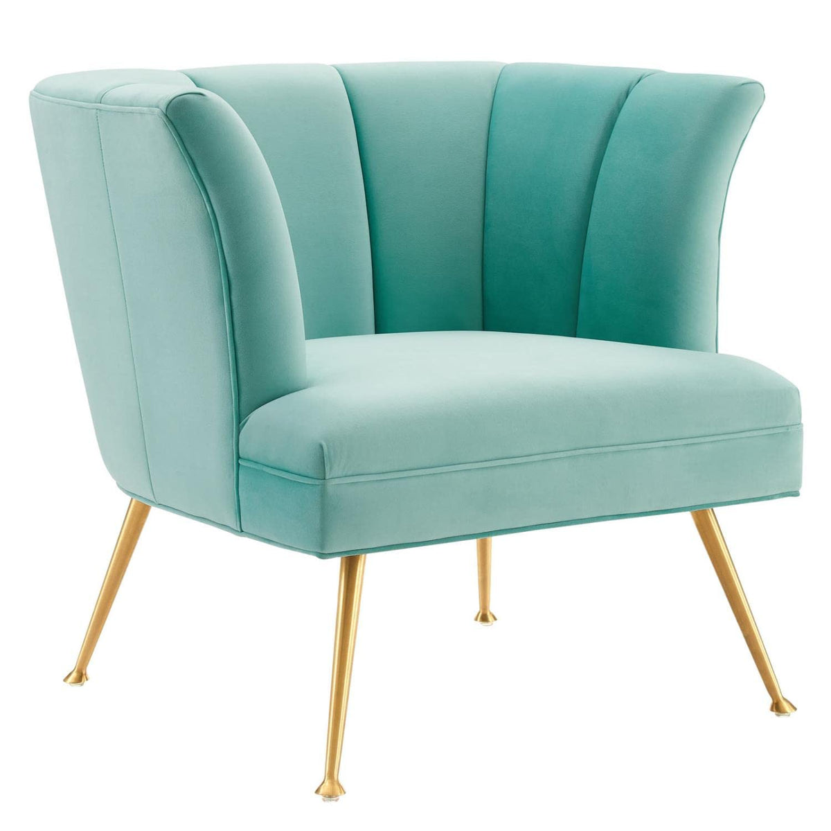 Modway Veronica Modern Channel Tufted Performance Velvet Armchair In Mint Blue