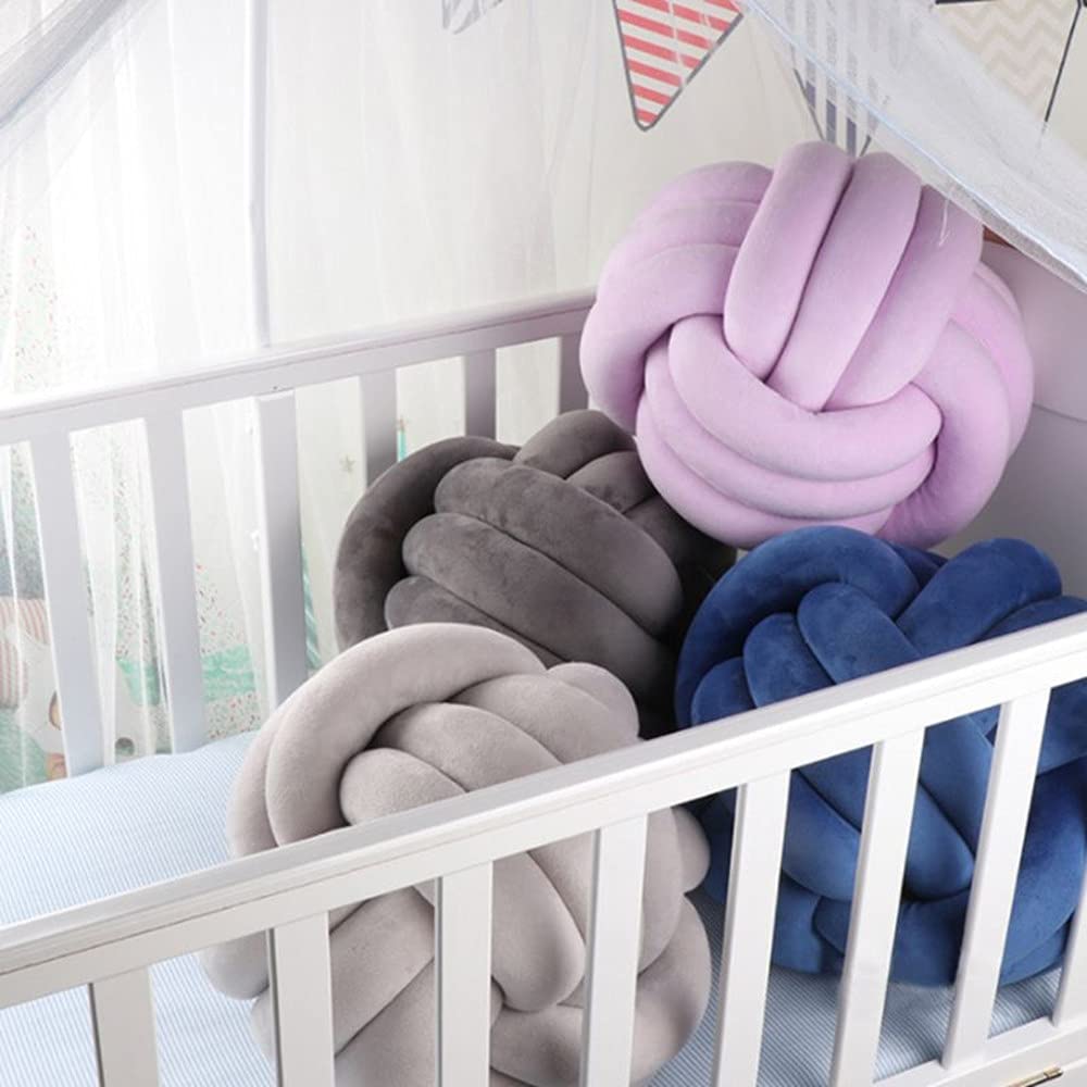 Knot Pillow Ball Round Cushion Pillows, Children Room Decoration Plush Toys Calming Stress Relief Toy (Dark Blue,11In/28Cm)