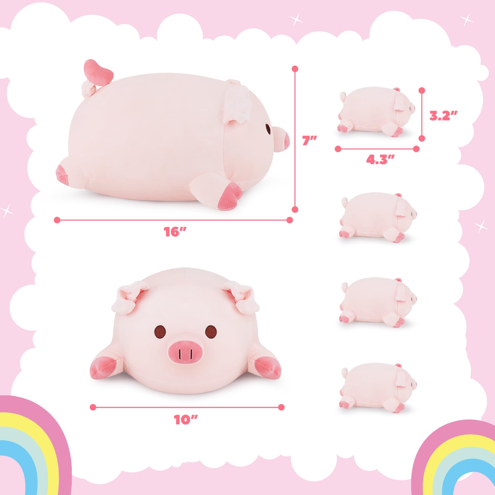 Achwishap 5Pcs Pig Family,Pig Stuffed Animal Mommy With 4 Pig Babies Plush,Cute Pig Plush Pillow Cushion Doll,Kawaii Pig Plush T