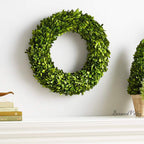 Boxwood Valley 24 Inch Xx-Large Preserved Boxwood Wreath, Wedding Home Decoration, Farmhouse Style Realistic Full Green Real Box