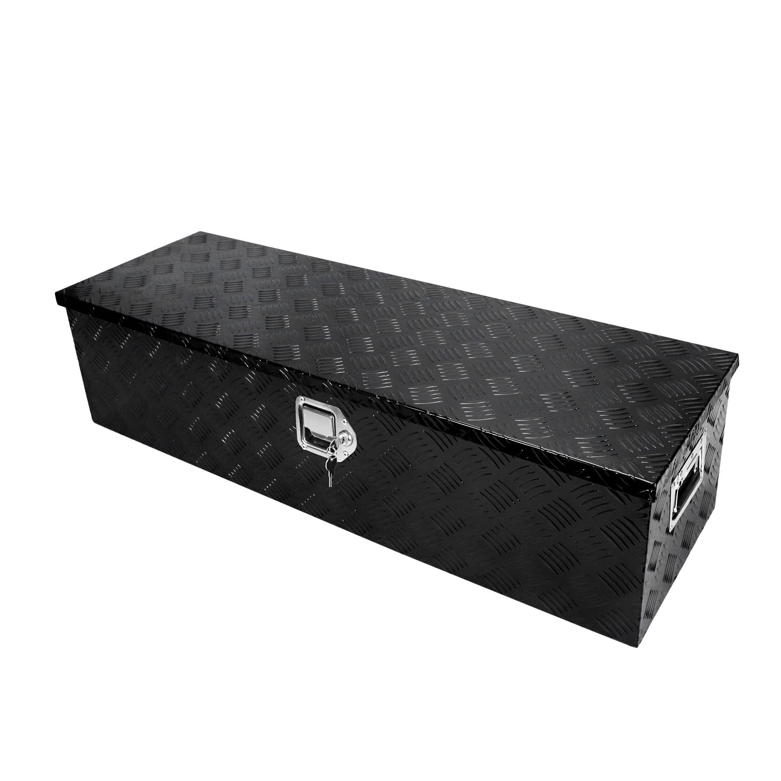 Confote 39 Inch Heavy Duty Aluminum Stripes Plated Tool Box Pick Up Truck Bed Rv Trailer Toolbox Waterproof Square Storage Organ