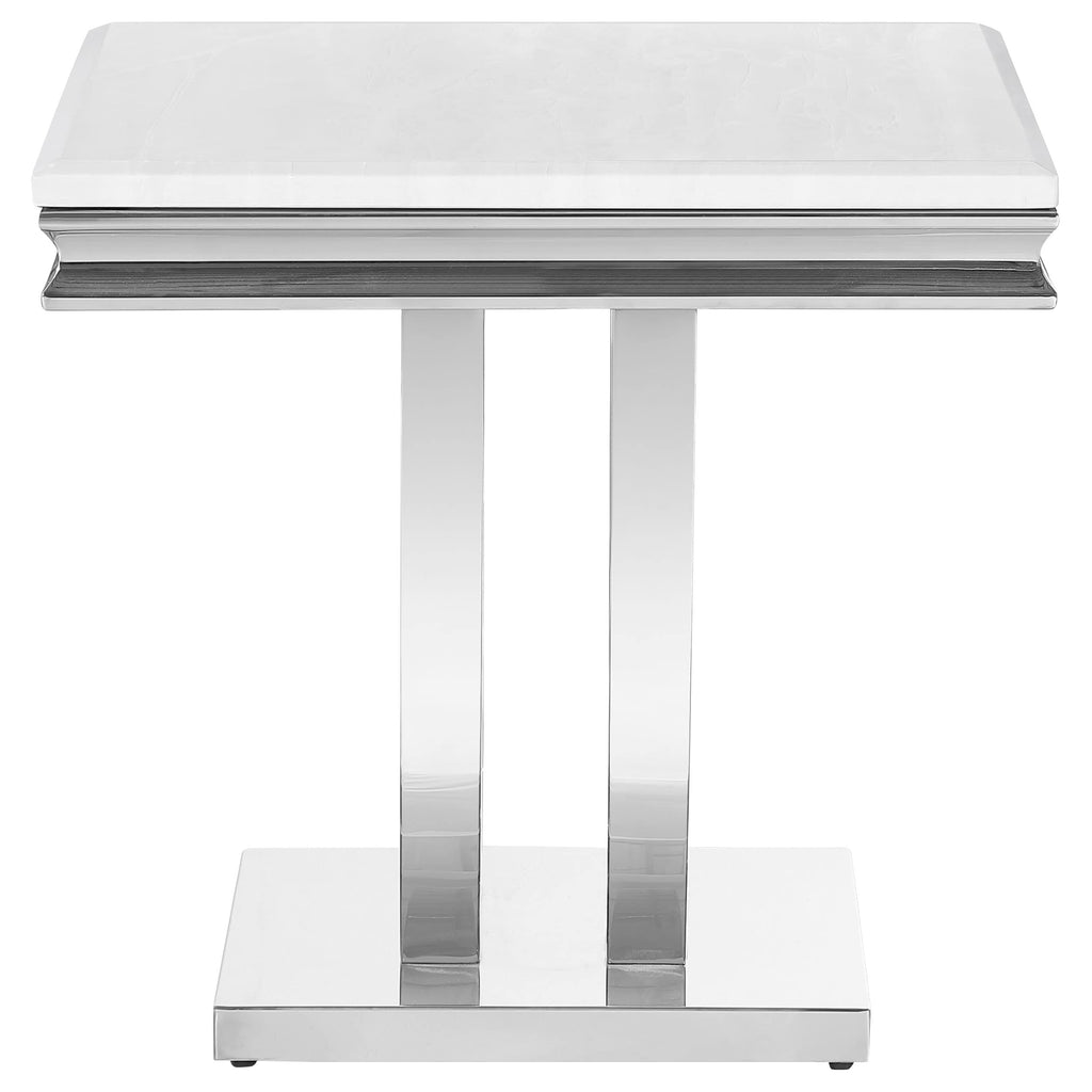 Coaster Home Furnishings Adabella U-Base Square End Table White and Chrome