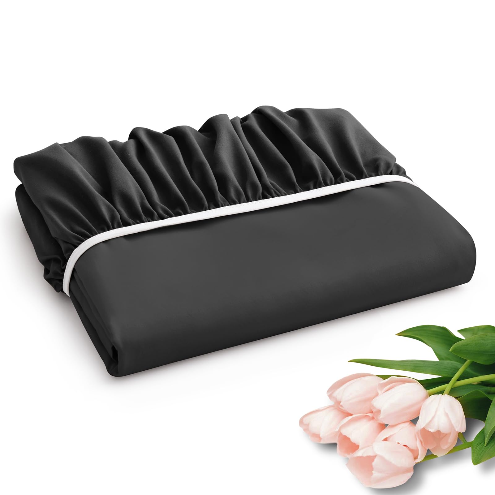 Horbaunal Extra Deep Pocket King Fitted Sheet Only - Fits Up To 24 Inch Mattress - Luxury 1800 Thread Count - Microfiber Dark Gr