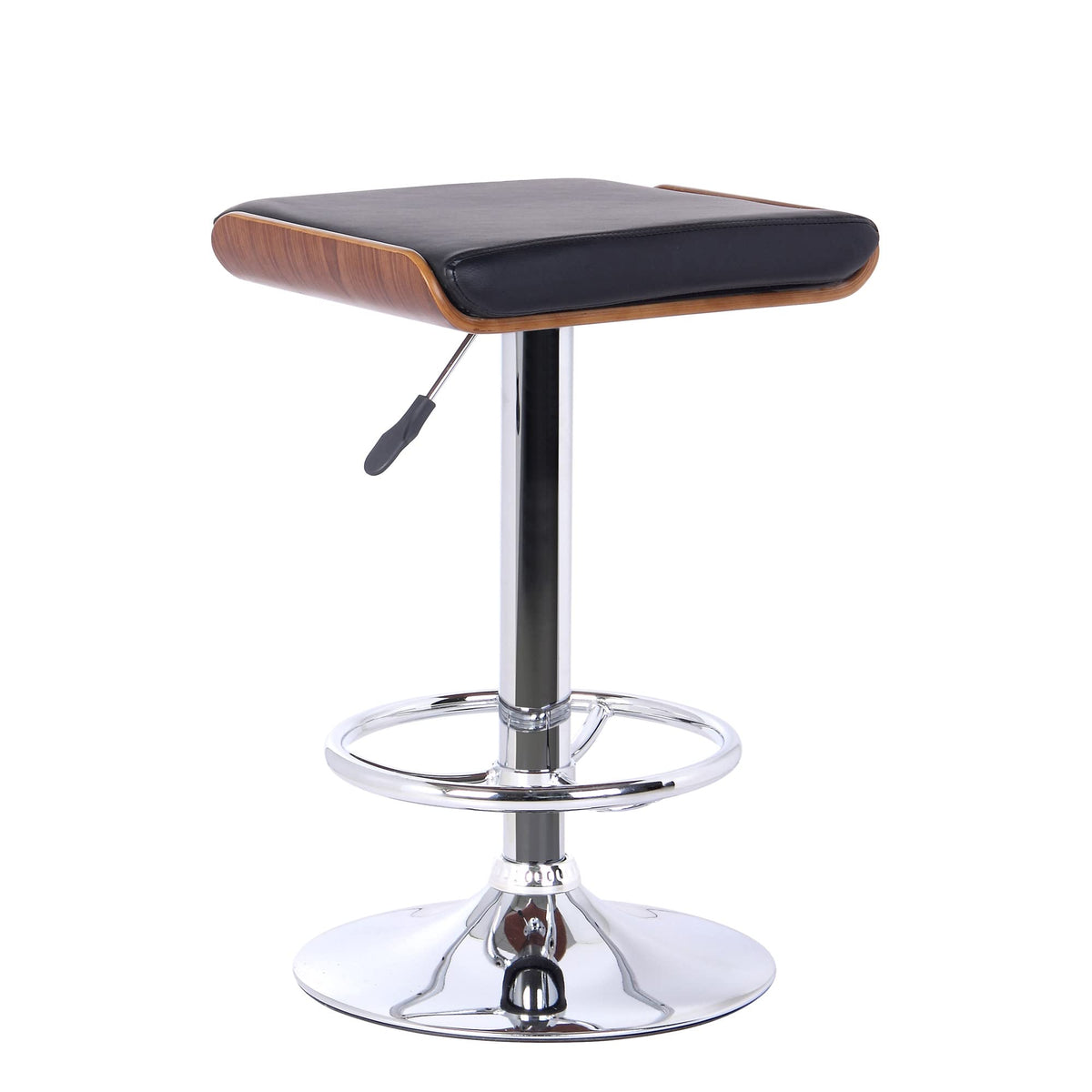 HomeRoots Chrome, Wood, Faux Leather/Leatherette 26' Black Faux Leather Chrome Finished Bar Stool