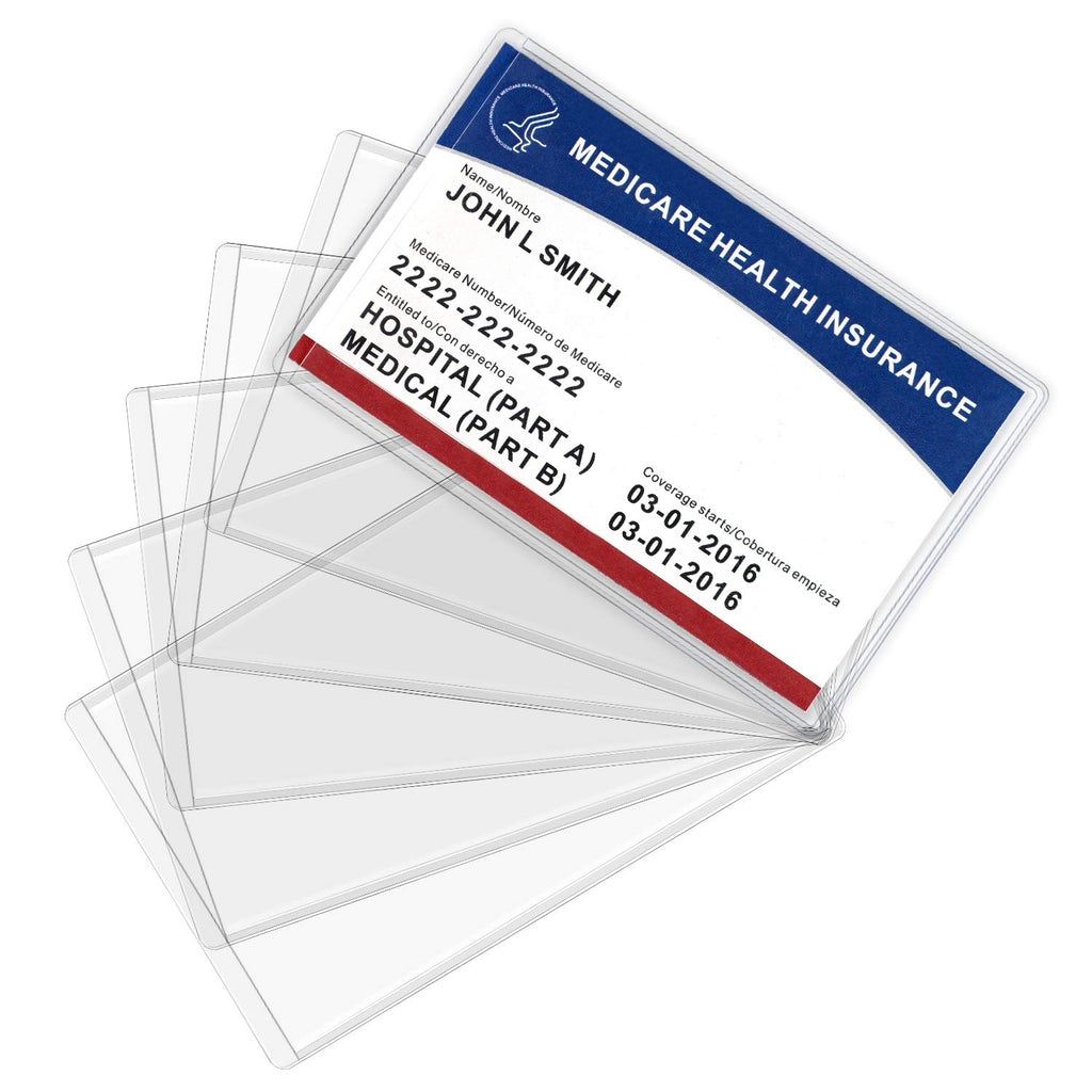 Maxgear New Medicare Card Holder Protector Sleeves 6 Pack, 12 Mil Clear Pvc Water Resistant For New Medicare Card, Business Card