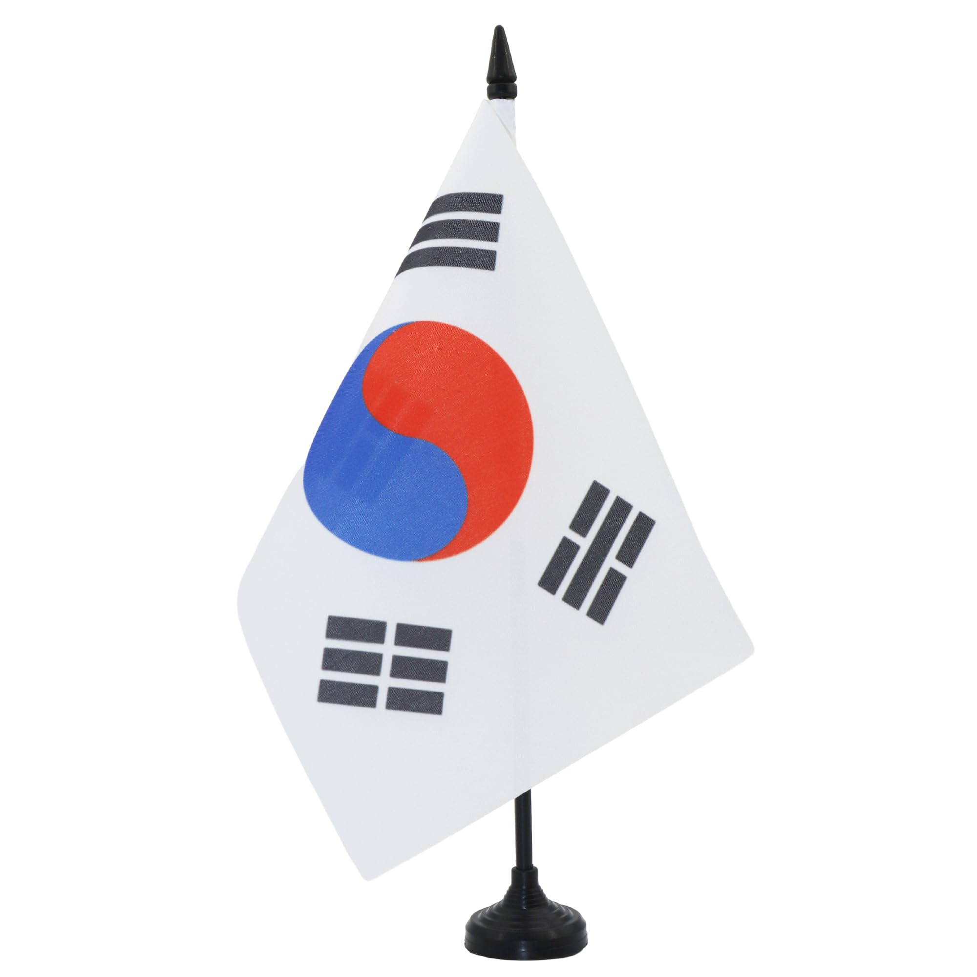 South Korea Table Flag 5' X 8' - South Korean Desk Flag 21 X 14 Cm - Black Plastic Stick And Base - Az Flag
