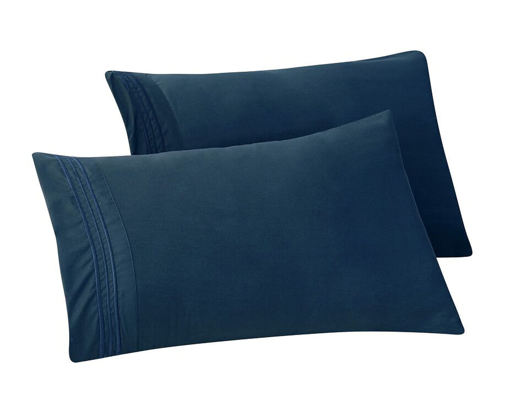 Elegant Comfort Solid Pillowcases 1500 Thread Count Egyptian Quality - Easy Care, Smooth Weave, Wrinkle And Stain Resistant, Easy Slip-On, 2-Piece Set, Standard/Queen Pillowcase, Navy
