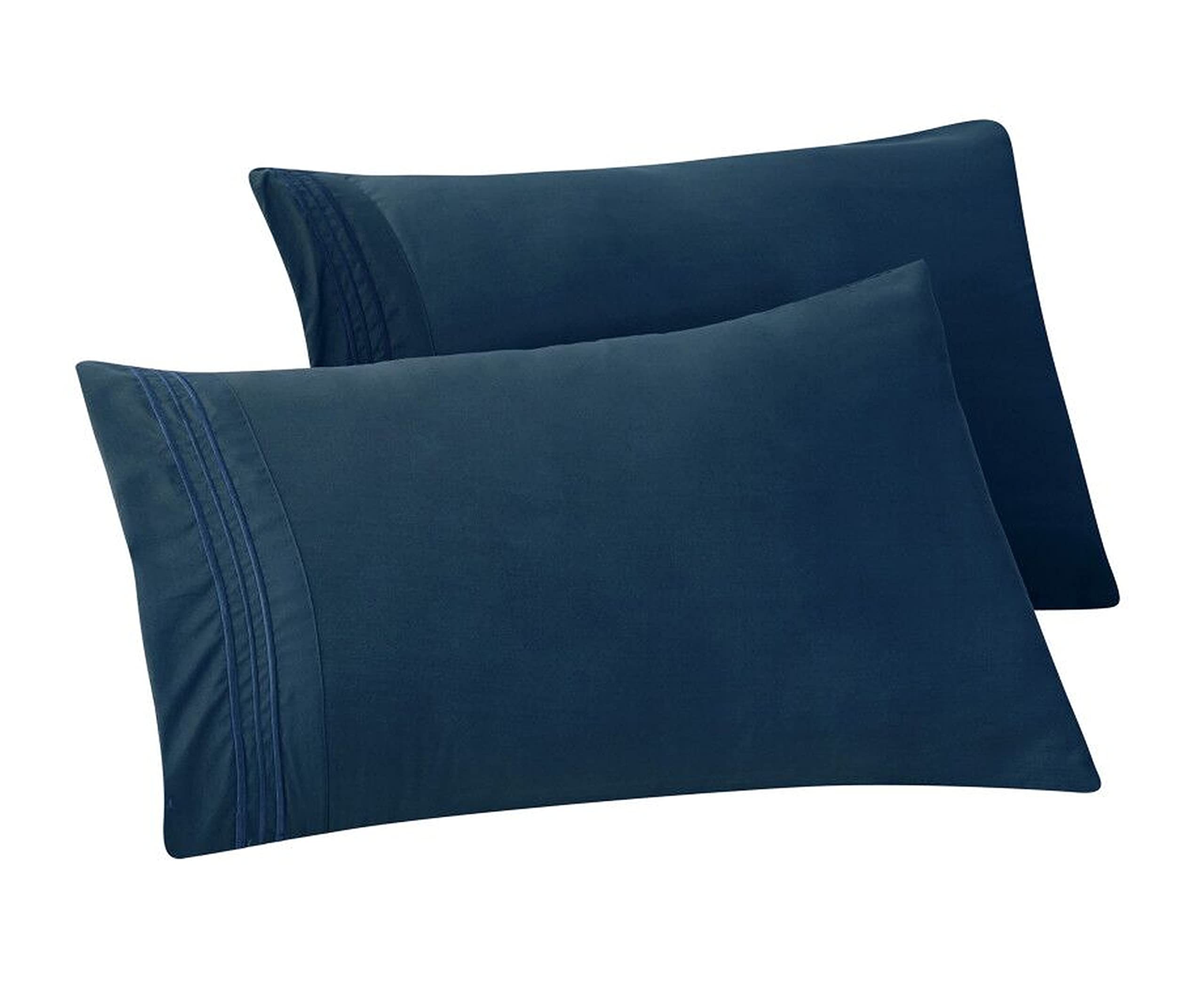 Elegant Comfort Solid Pillowcases 1500 Thread Count Egyptian Quality - Easy Care, Smooth Weave, Wrinkle And Stain Resistant, Easy Slip-On, 2-Piece Set, Standard/Queen Pillowcase, Navy